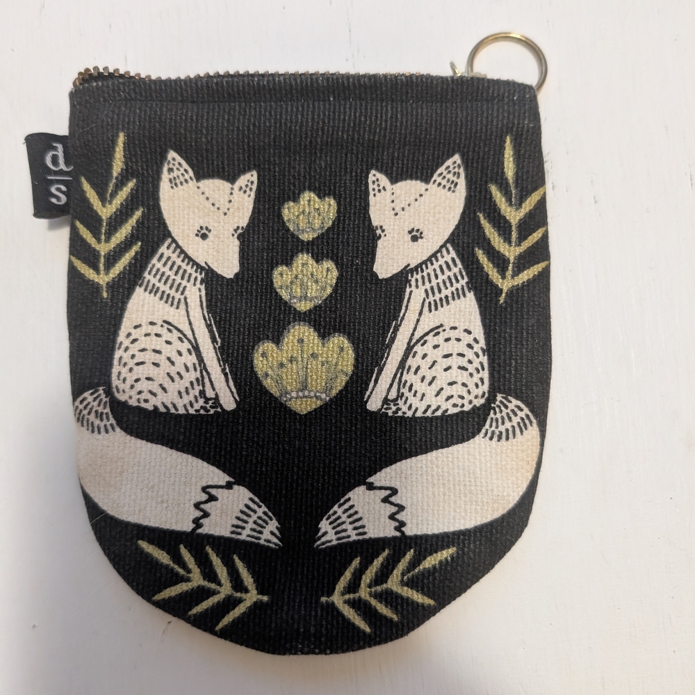 Black Fox Print Coin Purse